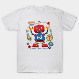 Space Robot Cartoon T-Shirt